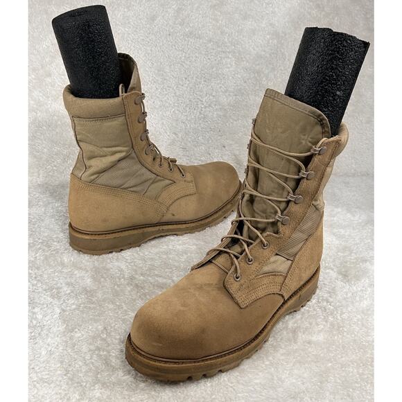 UFCW Vibram Military Combat Tactical Boots Mens 13 W Leather Desert Tan USA Army - Picture 1 of 7